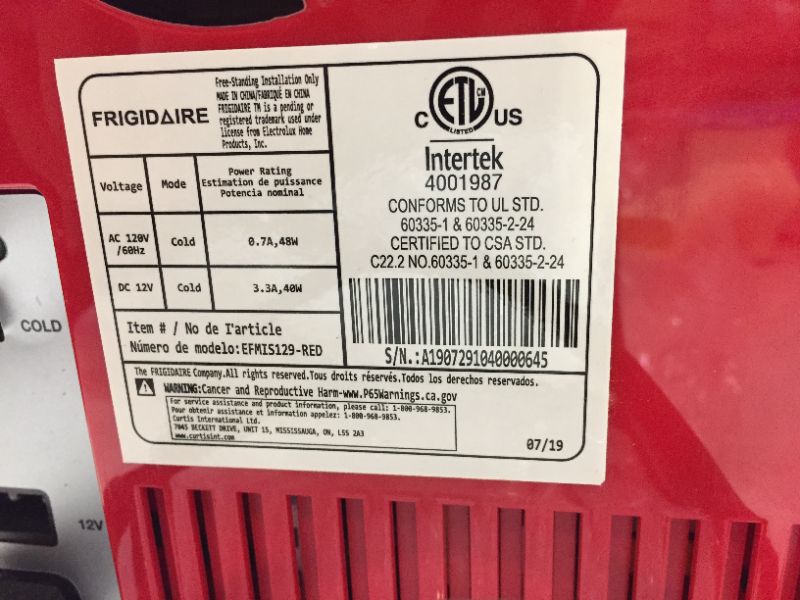 Photo 1 of RED 6-Can Retro Mini Beverage Refrigerator, Red