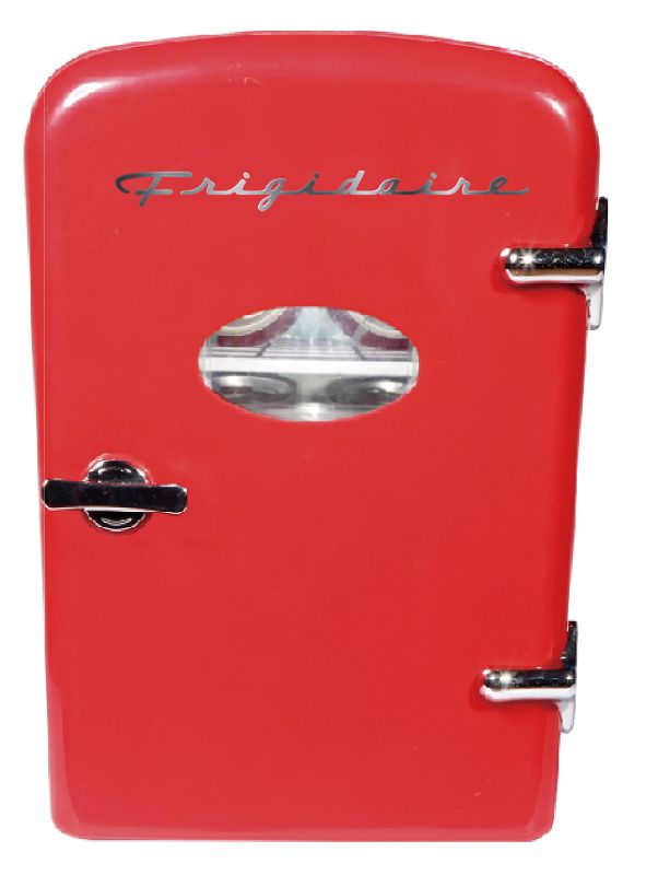 Photo 1 of RED 6-Can Retro Mini Beverage Refrigerator, Red