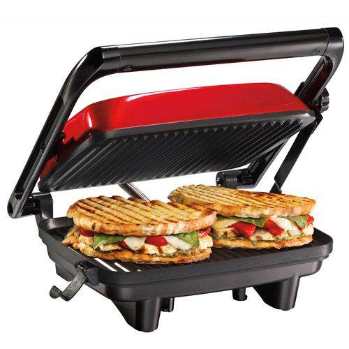 Photo 1 of Hamilton Beach 25462Z Electric Panini Press Grill with Nonstick 8" X 10" Grids - Red