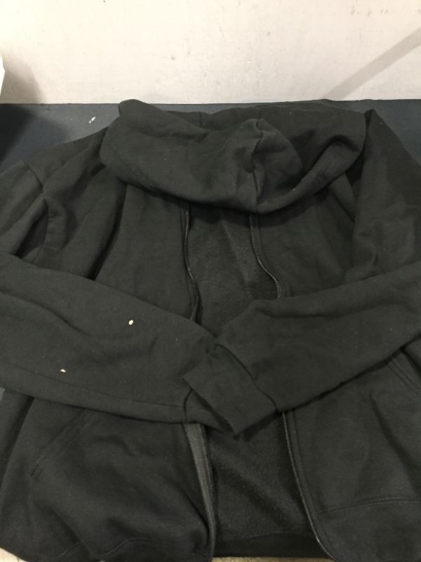 Photo 1 of FRUIT OF THE LOOM BLACK OPEN HOODIE SIZE M -BROKEN ZIPPER 