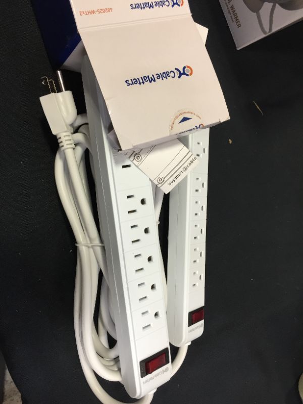 Photo 2 of Cable Matters 2-pack 6 Outlet Surge Protector Power Strip with USB Charging Ports, Long Extension Cord 8 Feet in White