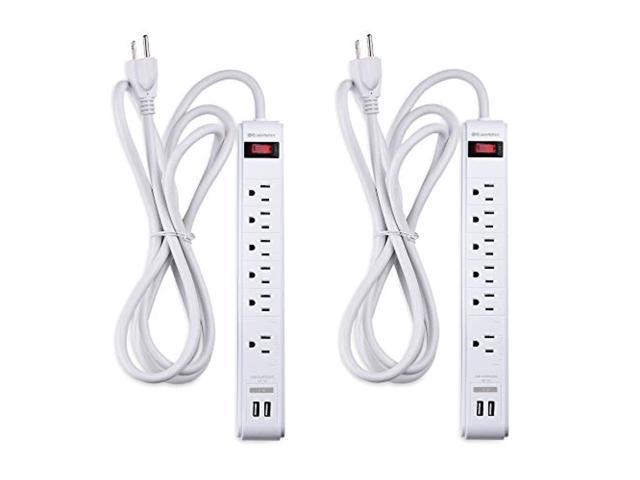 Photo 1 of Cable Matters 2-pack 6 Outlet Surge Protector Power Strip with USB Charging Ports, Long Extension Cord 8 Feet in White