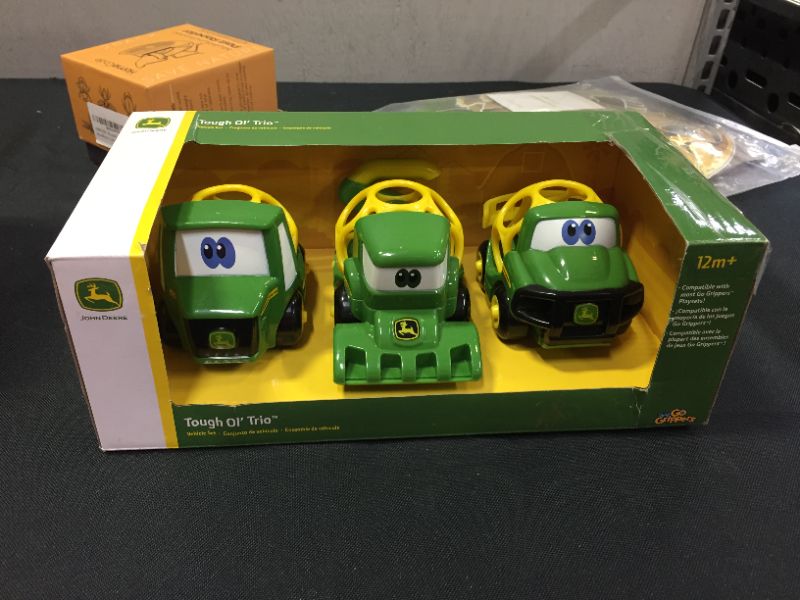 Photo 2 of Bright Starts Go Grippers John Deere Tough Ol' Trio Push Vehicle Set