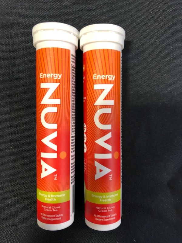 Photo 1 of NUVIA Energy & Immune Support Effervescent Tablets | Multi-Vitamin and Nutrient Supplement | Natural Citrus Green Tea Flavor | 16 Dissolvable Supplements, Pack of 2 Best By 12/2022