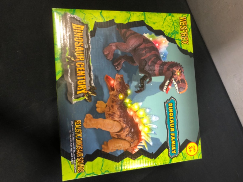 Photo 2 of 2 Pack Electronic Walking Dinosaur Toy with LED Light Up