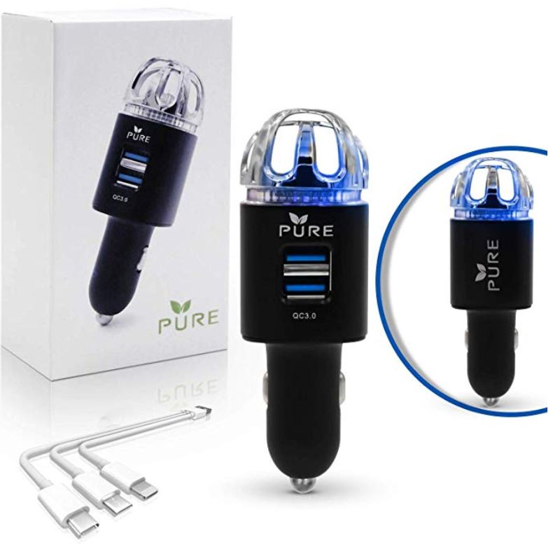 Photo 1 of Car Air Purifier Premium Air Ionizer & Car Charger Accessory W/Dual USB Ports - Quick Charge 3.0 - Eliminate Allergens Bad Odor Smell Smoke Pollen