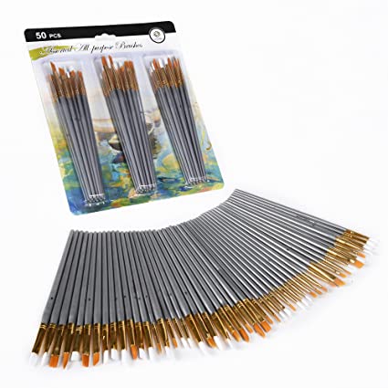 Photo 1 of 50 Sets of Paint Marking Brushes, with Watercolor Brushes, Oil Brushes, for Beginners Hand-Painted Art Primary School Students