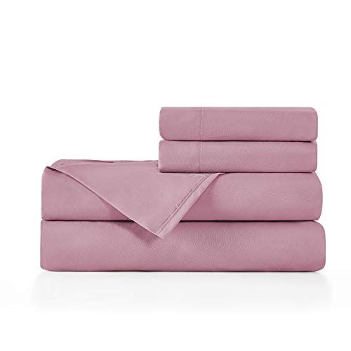 Photo 1 of BASIC CHOICE Brushed Microfiber Bed Sheet Set, Rouge, California King 4 Pieces