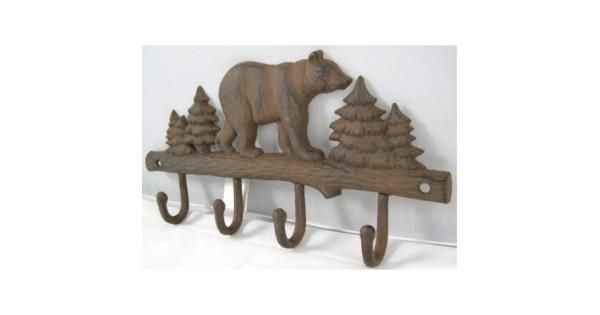 Photo 1 of Cast Iron Bear Wall Key Rack Holder 4 Hooks Coat Hook Home Decor