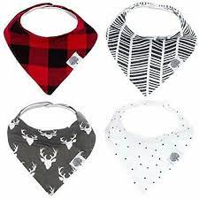 Photo 1 of 100 Organic Cotton Baby Bandana Drool Bibs Cute for Gift Boy Girl Teeth 4 Pack
