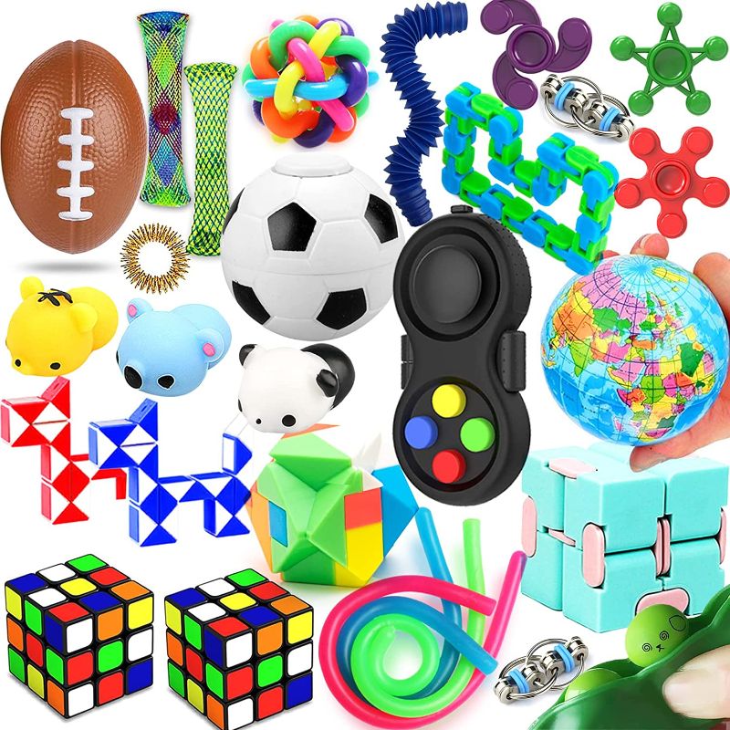 Photo 1 of 28 Pack Sensory Toys Set, Relieves Stress and Anxiety Fidget Toy for Children Adults, Special Toys Assortment for Birthday Party Favors, Classroom Rewards Prizes, Carnival, Piñata Goodie Bag Fillers