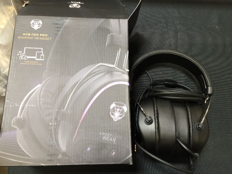 Photo 3 of AngryCoolBear Gaming Headset ACB-100 Pro. 50mm Drivers for Punchy bass and Gorgeous Detail, Flexible Noise-Cancelling mic, Super Soft Ear-Cushions. 3.5mm for Xbox, PS4, PS5, PC and More.
