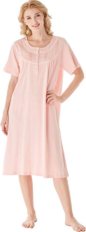 Photo 1 of Keyocean Summer Women Nightgowns, Soft Comfy Lightweight 100% Cotton Short Sleeves Comfy Ladies Nightdress ---medium 
