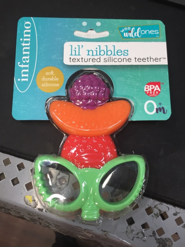 Photo 2 of Infantino Lil' Nibble Teethers Fruit Kabob - Silicone Soft-Textured teether for Sensory Exploration and Teething Relief, with Easy to Hold Handles
