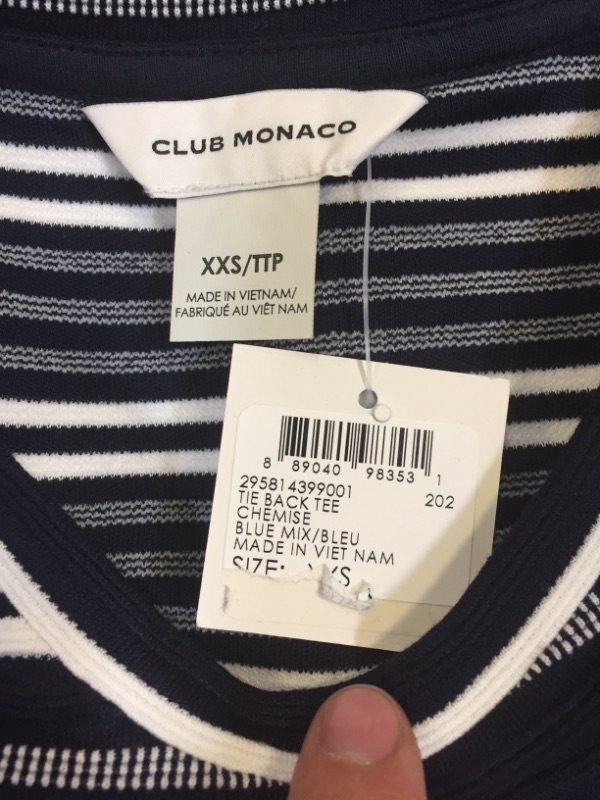 Photo 4 of Club Monaco Women's Tie Back Tee SIZE XXS/TTP
