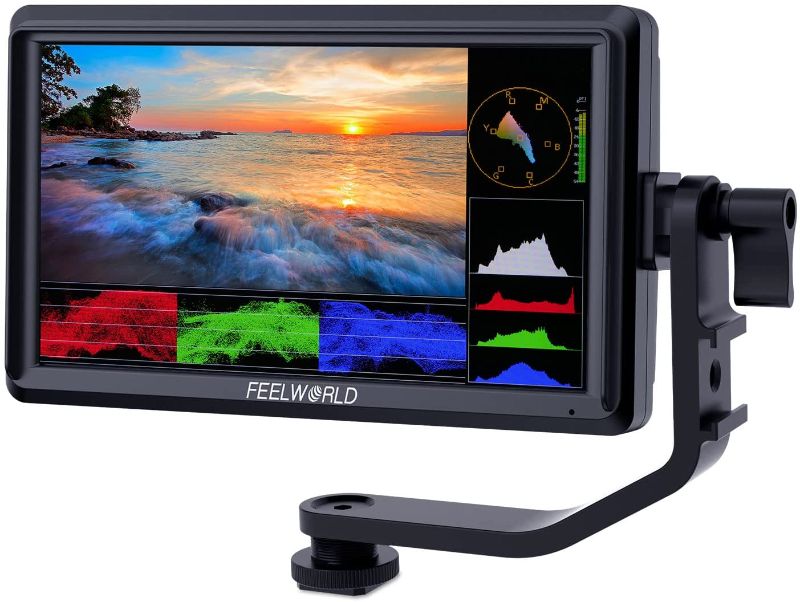 Photo 1 of FEELWORLD FW568 V2 5.5 inch DSLR Camera Field Monitor with Waveform LUTs Video Peaking Focus Assist Small Full HD 1920x1152 IPS with 4K HDMI 8.4V DC Input Output Include Tilt Arm
