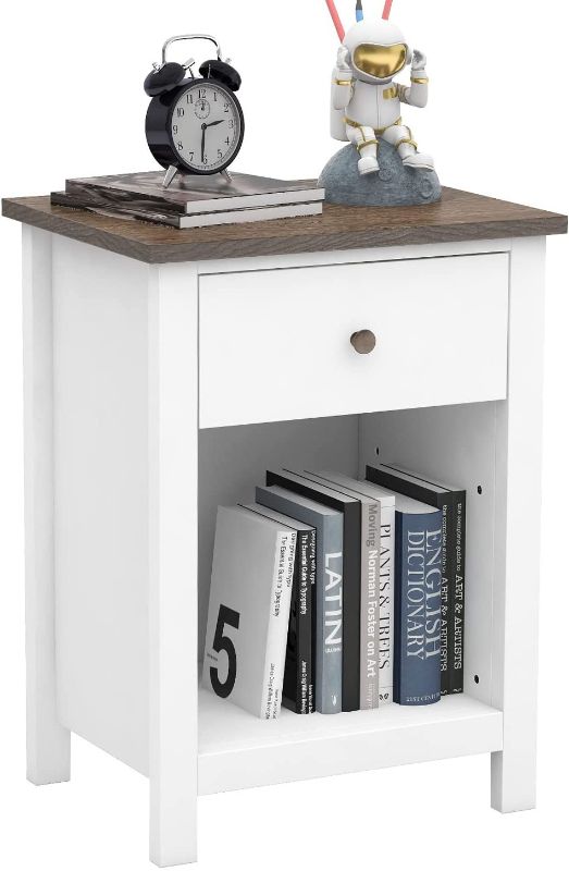 Photo 1 of ChooChoo Nightstand Bedroom, Side Table with 1-Drawer Storage Cabinet, Wooden End Table Bedside Table, White

Item Dimensions LxWxH	13.8 x 17.7 x 23.6 inches