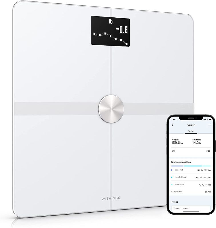 Photo 1 of Withings Body+ - Digital Wi-Fi Smart Scale with Automatic Smartphone App Sync, Full Body Composition Including, Body Fat, BMI, Water Percentage, Muscle & Bone Mass, with Pregnancy Tracker & Baby Mode
