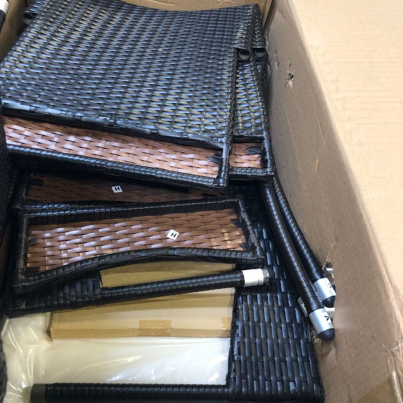 Photo 1 of STARTOGOO 8 Pieces Rattan Furniture Set, Outdoor Wicker Patio Conversation Sofa w/Chair, Loveseat and Tempered Glass Coffee Table, Suitable Backyard Poolside Lawn Pool Garden Porch, White Brown