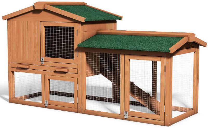 Photo 1 of  Large Chicken Coop Wooden Hen House Outdoor Backyard Garden Bunny Rabbit Hutch with Ventilation Door,  (58 inches)
(POSSIBLY MISSING SMALL HARDWARE)
