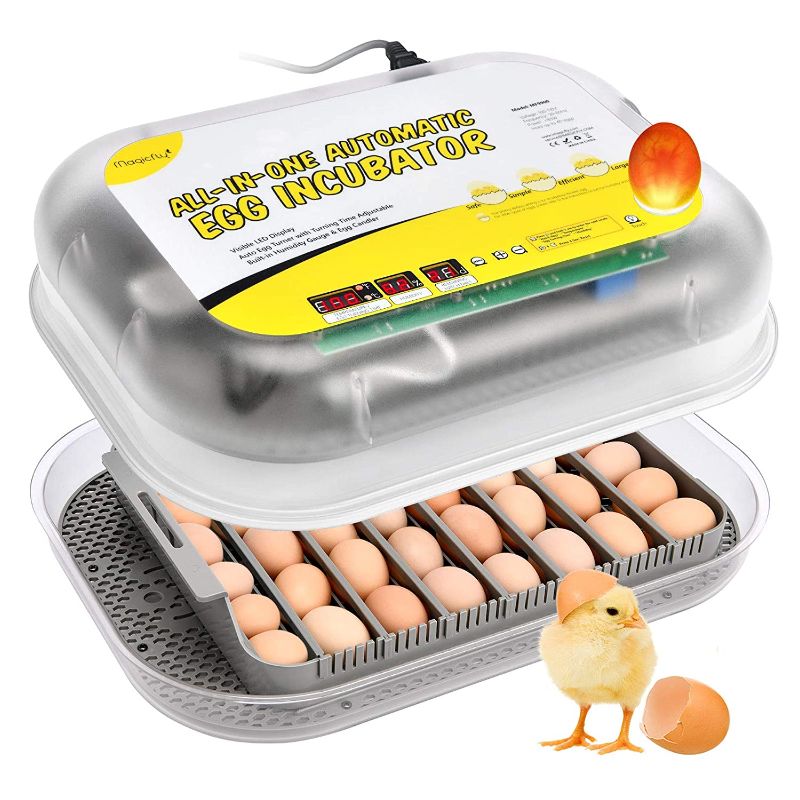Photo 1 of Magicfly All-in-One Egg Incubator with LED Candler, 40 Egg Hatching Incubator with Fully Automatic Egg Turning and Temperature Control, Humidity Alarm, Clear Poultry Hatcher for Chicken, Quail, Duck

