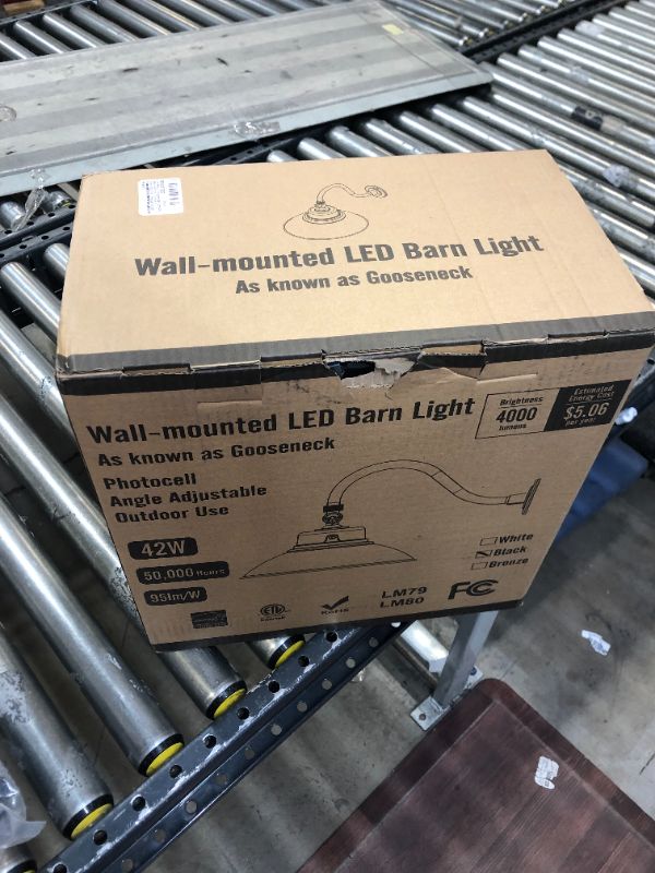 Photo 1 of 14in. Black Gooseneck Barn Light LED Fixture for Indoor/Outdoor Use – Photocell Included - Swivel Head - 42W - 3800lm - Energy Star Rated - ETL Listed - Sign Lighting - 3000K (Warm White)
