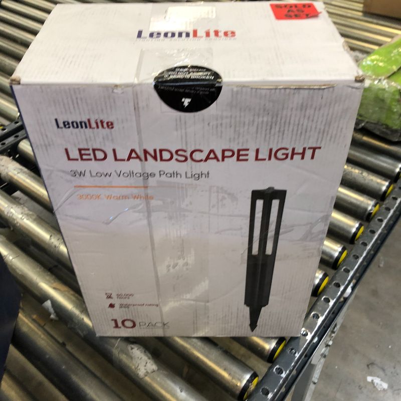 Photo 3 of LEONLITE LED Landscape Pathway Light, 3W 12V AC/DC Low Voltage Path Lighting, Non-Dimmable, 3000K Warm White, Pack of 10
(UNABLE TO TEST TO FUNCTIONALITY)
