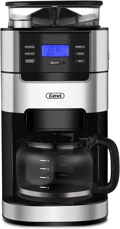 Photo 1 of 10-Cup Drip Coffee Maker, Brew Automatic Coffee Machine with Built-In Burr Coffee Grinder,, 1.5L Large Capacity Water Tank, Removable Filter Basket, 900W
