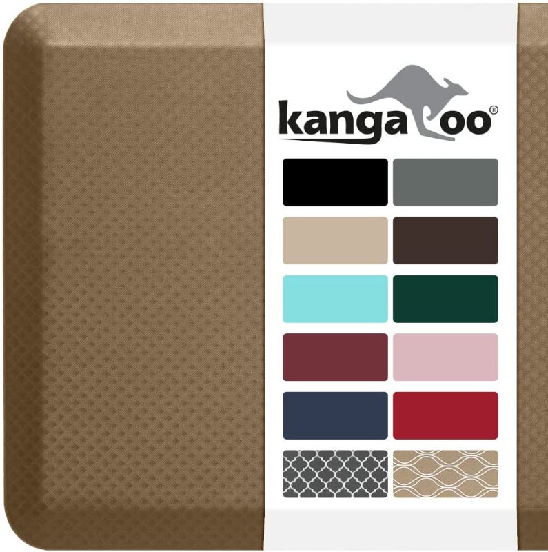 Photo 1 of KANGAROO 3/4" Thick Superior Comfort, All Day Ergonomic Stain Resistant Floor Rug Anti Fatigue Cushion Mat,  60x20, Sand
(SMALL CUT)
