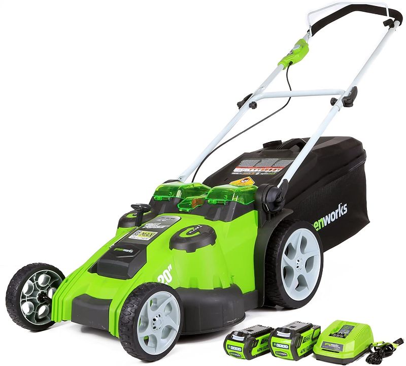 Photo 1 of Greenworks 40V 20-Inch Cordless (2-In-1) Push Lawn Mower, 4.0Ah + 2.0Ah Battery and Charger Included 
