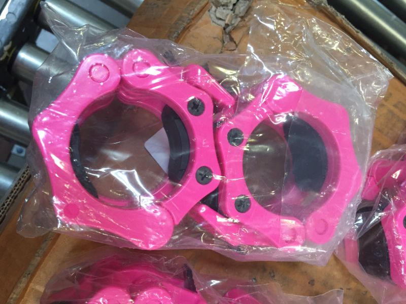 Photo 1 of  Olympic Barbell Clamps Collars Quick Release Pair of Locking Weight Clips Fit 2 Inch Barbell for Weightlifting
(PINK)
