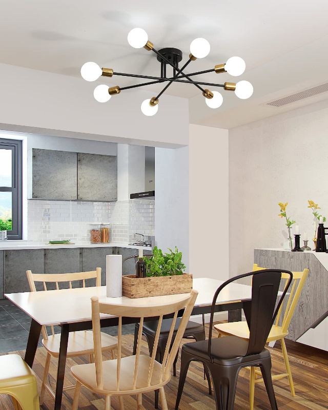 Photo 1 of Biewalk Mid Century Sputnik Chandelier Light Fixture Semi Flush Mount Ceiling Light Black for Living Room,Kitchen,Bedroom,Dining Room (8 Light)
(UNABLE TO TEST FUNCTIONALITY)
