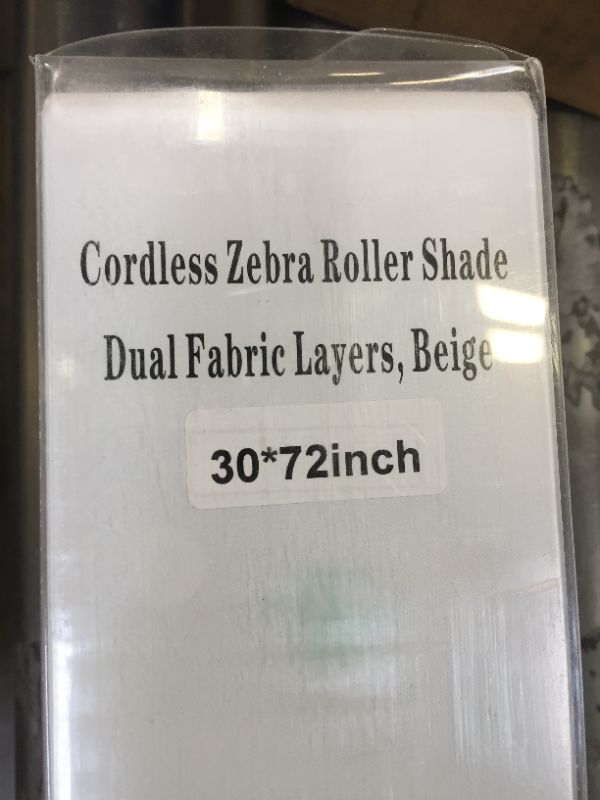 Photo 4 of cordless zebra roller shade dual fabric layers beige 30*72