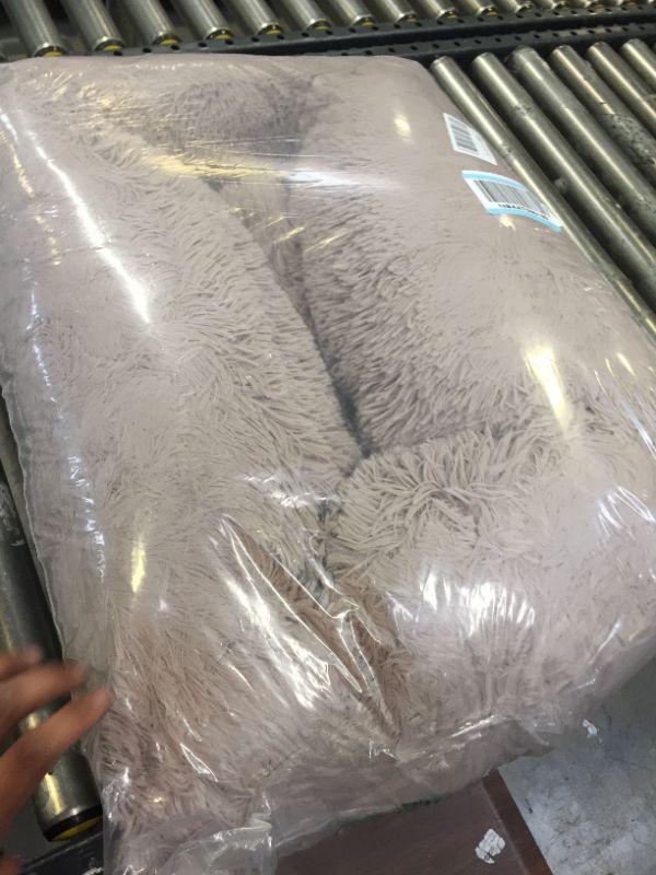 Photo 1 of Calming Donut Cat and Dog Bed in Shag Fur Taupe