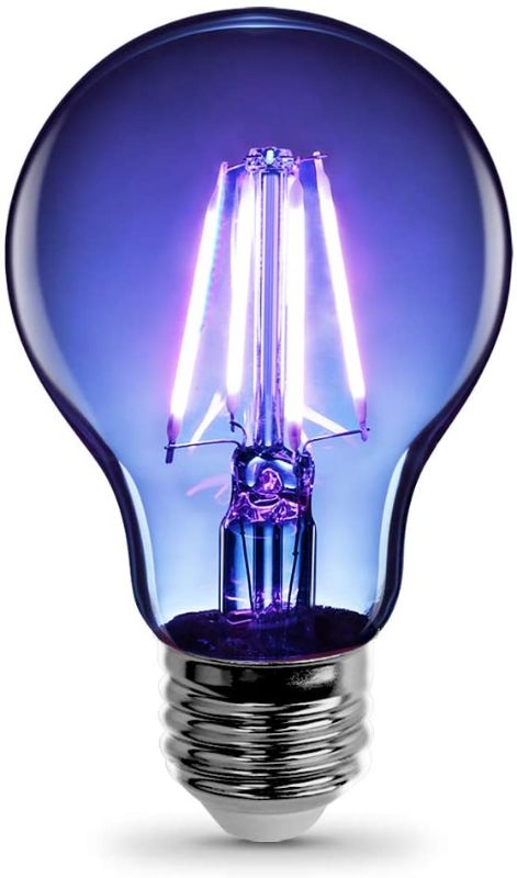 Photo 1 of 2 PACK Feit Electric - Blue Filament LED 25W Equivalent Dimmable Clear Glass Light Bulb, A19 (A19/TB/LED) 2 PACK.
