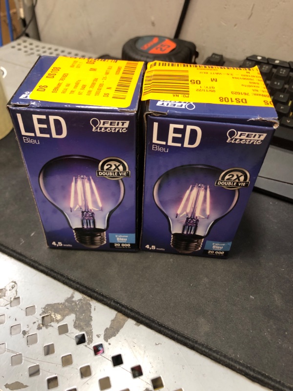 Photo 5 of 2 PACK Feit Electric - Blue Filament LED 25W Equivalent Dimmable Clear Glass Light Bulb, A19 (A19/TB/LED) 2 PACK.
