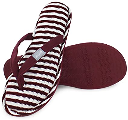 Photo 1 of Magtoe Women's Memory Foam Spa Thong Ladies Home Slippers. SIZE 12-12. Color Burgundy
