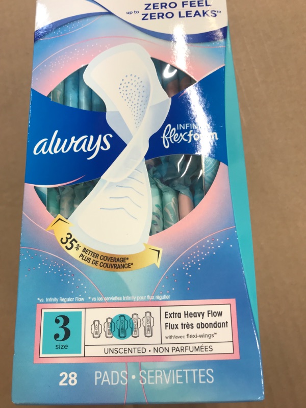 Photo 3 of Always Infinity FlexFoam Pads for Women, Size 3, Extra Heavy Absorbency, Unscented, 28 Count
