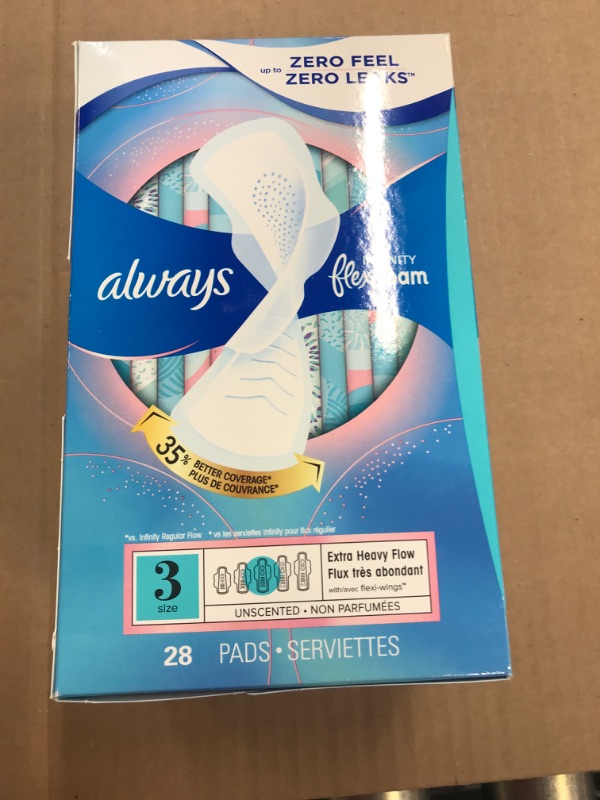 Photo 2 of Always Infinity FlexFoam Pads for Women, Size 3, Extra Heavy Absorbency, Unscented, 28 Count
