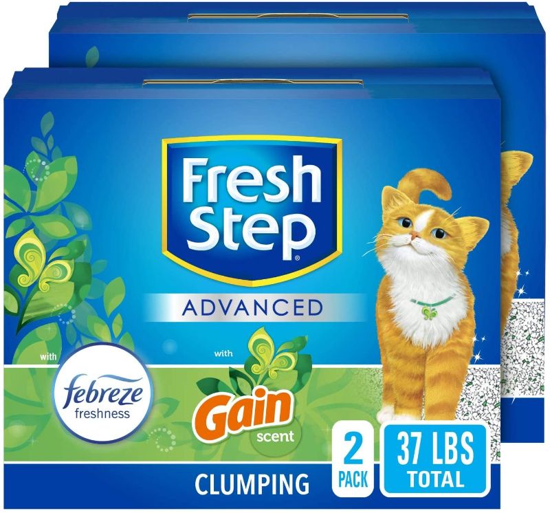 Photo 1 of Fresh Step Advanced Refreshing Gain Scented Clumping Clay Cat Litter, 18.5-lb box, 2 pack
