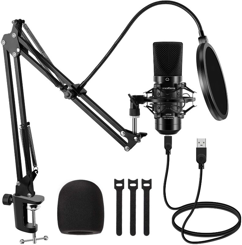 Photo 1 of InnoGear USB Microphone, 192KHZ/24BIT Plug & Play PC Computer Professional Cardioid Mic for Mac Windows Vista, 7, 8.1, or 10 System with Mic Stand Shock Mount Pop Filter USB Cable
