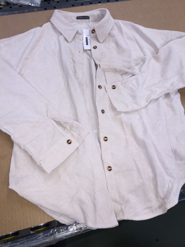 Photo 1 of MIHOLE BUTTON SHIRT WOMENS LARGE BEIGE