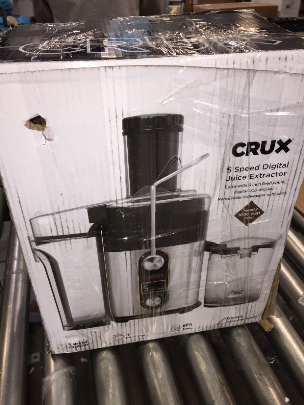 Photo 2 of CRUX Easy to Clean 5-Speed Digital Juicer with 5 Custom Settings & Juice Jar with Frother Separator

