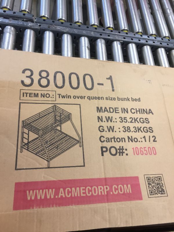 Photo 4 of ACME Furniture Limbra Black Sand Twin/Queen Bunk Bed, Box 1 of 2 -- missing box 2 of 2.