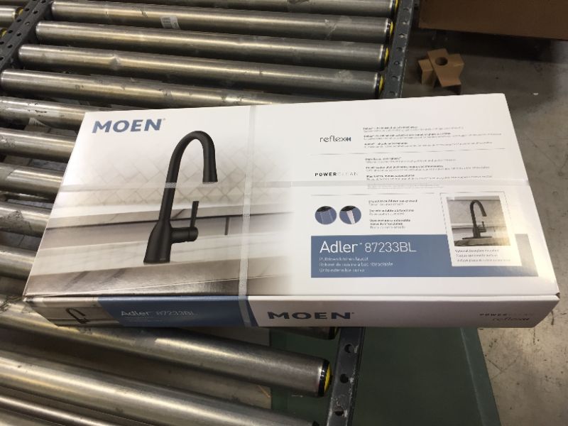 Photo 2 of Moen 87233bl Adler Pull Down Single Handle Kitchen Faucet with Power Clean Finish: Matte Black