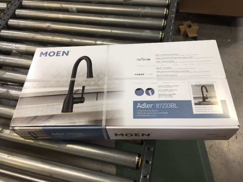 Photo 1 of Moen 87233bl Adler Pull Down Single Handle Kitchen Faucet with Power Clean Finish: Matte Black