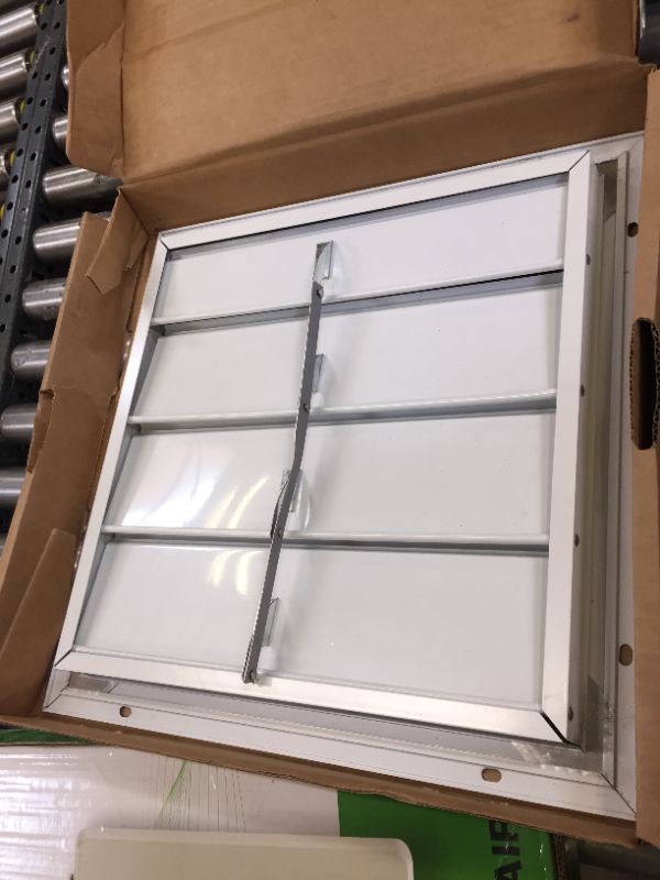 Photo 2 of 19.25 in. x 19.25 in. Square White Aluminum Automatic Shutter Gable Louver Vent

