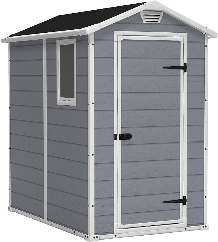 Photo 1 of Keter Manor Large 4 x 6 ft. Resin Outdoor Backyard Garden Storage Shed

