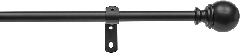 Photo 1 of Amazon Basics 5/8-Inch Curtain Rod with Round Finials - 1-Pack, 48 to 88 Inch, Black
