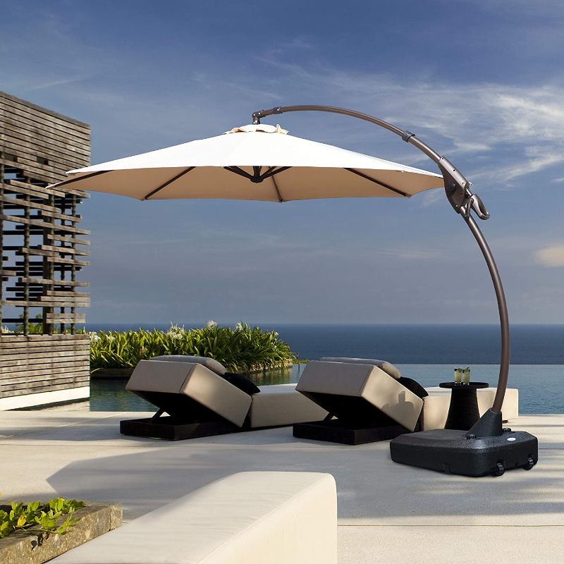 Photo 1 of Grand Patio Deluxe NAPOLI Curvy Aluminum Offset Umbrella, Patio Cantilever Umbrella (Champagne, 11 FT)---BOX 2 OF 2 ONLY---INCOMPLETE SET---THIS BOX ONLY CONTAINS THE BASE----